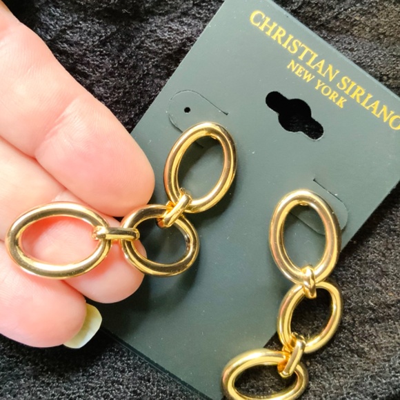 CHRISTIAN SIRIANO EARRINGS NWT⭐️ STUNNING GOLD TONE LINK CHAIN PIERCED DANGLE - Picture 9 of 14